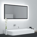shumee LED kopalniško ogledalo visok sijaj sivo 90x8,5x37cm iverna pl.