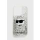 Karl Lagerfeld iphone 14 pro 6,1" srebrn/srebrn trdi ovitek gliter choupette head