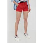 Bombažne kratke hlače Pepe Jeans Balboa Short žensko, rdeča barva, - rdeča. Kratke hlače iz kolekcije Pepe Jeans. Model izdelan iz enobarvnega materiala.