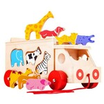 Bigjigs Toys Drevené auto so zvieratkami