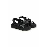Otroški usnjeni sandali Dkny črna barva - črna. Otroški sandali iz kolekcije Dkny. Model izdelan iz naravnega usnja.