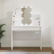 Greatstore Toaletna mizica z LED lučkami bela 96x40x142 cm