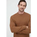 Bombažen pulover Tommy Hilfiger rjava barva - rjava. Pulover iz kolekcije Tommy Hilfiger. Model izdelan iz enobarvne pletenine. Model iz tkanine, ki je izjemno prijetna na otip.