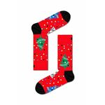 Nogavice Happy Socks Happy Holidays Sock rdeča barva - rdeča. Hlačne nogavice za oblikovanje postave iz kolekcije Happy Socks. Model izdelan iz elastičnega, vzorčastega materiala.