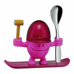 Rdeče-rožnati nosilec za jajca z žlico WMF Cromargan® Mc Egg
