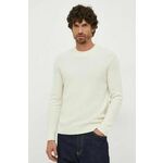 Volnen pulover Sisley moški, bež barva - bež. Pulover iz kolekcije Sisley. Model izdelan iz srednje debele pletenine. Zaradi svoje visoke termoregulacijske sposobnosti vam volna pomaga ohranjati toploto, ko je hladno, in svežino, ko je toplo.