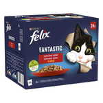 Felix hrana za mačke Fantastic piščanec, govedina, zajec, jagnjetina v želeju, 4 (24x85 g)