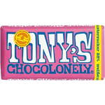 Tony's Chocolonely Bela čokolada 28% z malinami in prasketajočim sladkorjem - 180 g