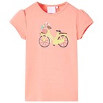 vidaXL Otroška majica s kratkimi rokavi neon koralna 104