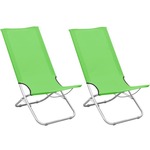 VIDAXL Zložljivi stoli za na plažo 2 kosa zeleno blago