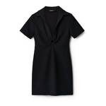 Obleka Desigual črna barva, - črna. Obleka iz kolekcije Desigual. Teliran model izdelan iz enobarvne tkanine.