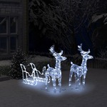 vidaXL Božični jeleni s sanmi 240 LED lučk 130 cm iz akrila