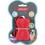Zolux Igrača za pse TITAN gumijasta kost z vrvjo S rdeča