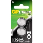 GP CR2025 litijeva gumbna baterija, 2 kos