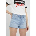 Kratke hlače iz jeansa Wrangler žensko, - modra. Kratke hlače iz kolekcije Wrangler. Model izdelan iz denima.