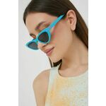 Sončna očala Chiara Ferragni ženski, turkizna barva - turkizna. Sončna očala iz kolekcije Chiara Ferragni. Model s enobarvnimi stekli in okvirji iz plastike. Ima filter UV 400.
