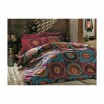 Rožnata/turkizna bombažna posteljnina za zakonsko posteljo 200x200 cm Gipsy – Mijolnir