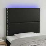 Greatstore LED posteljno vzglavje črno 80x5x118/128 cm umetno usnje