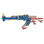 Woodcraft Lesena 3D sestavljanka AK47 mitraljez v barvah ameriške zastave