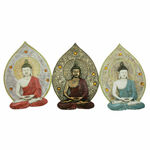 NEW Dekoracija za steno DKD Home Decor Modra Rdeča Zlat Buda Orientalsko 19,3 x 3,7 x 27,3 cm (3 Kosi)