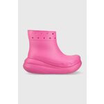 Gumijasti škornji Crocs Classic Crush Rain Boot ženski, roza barva, 207946 - roza. Gumijasti škornji iz kolekcije Crocs. Model izdelan iz enobarvnega materiala. Model z izjemno udobno notranjostjo.