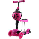 WEBHIDDENBRAND Otroški skiro 2v1 PIKAPOLONICA s kolesi LED, roza H-001-RU