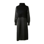Obleka s primesjo kašmirja AllSaints črna barva - črna. Obleka iz kolekcije AllSaints. Nabran model izdelan iz tkanine.