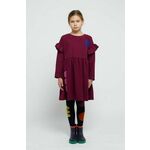 Otroška obleka Bobo Choses vijolična barva - vijolična. Otroški obleka iz kolekcije Bobo Choses. Nabran model, izdelan iz enobarvne pletenine.