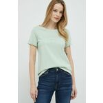 Kratka majica Guess ženski, zelena barva - zelena. Ohlapna kratka majica iz kolekcije Guess. Model izdelan iz tanke, elastične pletenine.