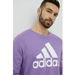 Bombažen pulover adidas moška, vijolična barva - vijolična. Mikica iz kolekcije adidas. Model izdelan iz elastične pletenine.