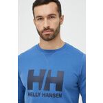 Bombažen pulover Helly Hansen moška - modra. Mikica iz kolekcije Helly Hansen. Model izdelan iz pletenine s potiskom.