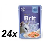 Brit mačja hrana Premium Cat Delicate Fillets in Jelly with Salmon 24 x 85 g