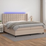 Box spring postelja vzmetnico LED kapučino 200x200 cm um. usnje - vidaXL - Rjava - 95,03 - 200 x 200 cm - vidaXL