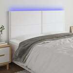 shumee LED posteljno vzglavje belo 200x5x118/128 cm umetno usnje