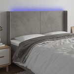 Vidaxl LED posteljno vzglavje svetlo sivo 163x16x118/128 cm žamet