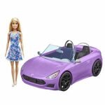 lutka barbie and her purple convertible