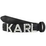Usnjen pas Karl Lagerfeld ženski, črna barva - črna. Pas iz kolekcije Karl Lagerfeld. Model izdelan iz naravnega usnja.