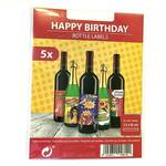 Nalepke za steklenice, Fancy 5 kos - Happy birthday 2