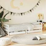shumee Otroški posteljni okvir s predali bel 90x200 cm trdna borovina