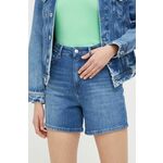 Jeans kratke hlače Tommy Hilfiger ženski - modra. Kratke hlače iz kolekcije Tommy Hilfiger, izdelane iz jeansa. Model iz izjemno udobne bombažne tkanine.