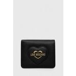 Denarnica Love Moschino ženski, črna barva - črna. Srednje velika denarnica iz kolekcije Love Moschino. Model izdelan iz sintetičnega materiala.