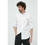 Bombažna srajca PS Paul Smith moška, bela barva - bela. Srajca iz kolekcije PS Paul Smith. Model izdelan iz enobarvne tkanine. Ima mehek ovratnik button-down.