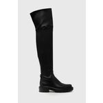 Usnjeni elegantni škornji Tory Burch Utility Lug ženski, črna barva - črna. Elegantni škornji iz kolekcije Tory Burch. Model izdelan iz naravnega usnja.