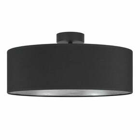 Črna stropna svetilka z detajli v srebrni barvi Bulb Attack Tres XL