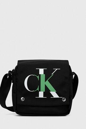 Otroška torbica Calvin Klein Jeans črna barva - črna. Otroški Majhna torbica iz kolekcije Calvin Klein Jeans. Model na zapenjanje izdelan iz iz tekstilnega materiala.