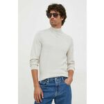 Volnen pulover Calvin Klein moški, siva barva - siva. Pulover iz kolekcije Calvin Klein. Model izdelan iz tanke pletenine. Zaradi svoje visoke termoregulacijske sposobnosti vam volna pomaga ohranjati toploto, ko je hladno, in svežino, ko je toplo.