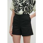 Kratke hlače Sisley ženski, črna barva - črna. Kratke hlače iz kolekcije Sisley, izdelane iz gladke tkanine. Model iz izjemno udobne, zračne tkanine z visoko vsebnostjo bombaža.
