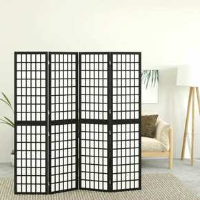 VidaXL Zložljiv 4-delni paravan japonski stil 160x170 cm črne barve