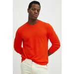Bombažen pulover United Colors of Benetton oranžna barva - oranžna. Pulover iz kolekcije United Colors of Benetton. Model izdelan iz tanke, elastične pletenine. Model iz zračne bombažne tkanine.