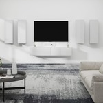 Greatstore Komplet TV omaric 6-delni visok sijaj bel inženirski les